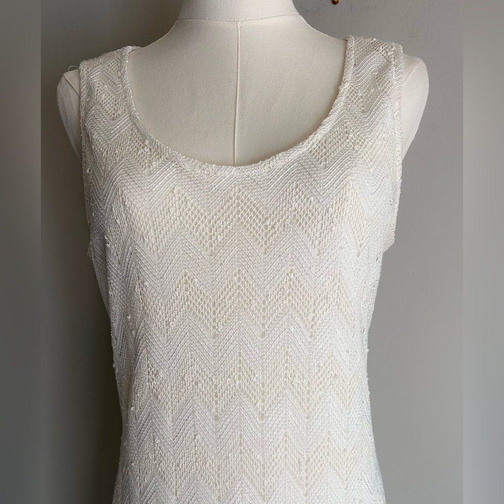 Y2K SHARAGANO NOIR Crochet Shimmer Scoop Neck Maxi Slip Dress 90s Boho Fairy 10 - Picture 4 of 15